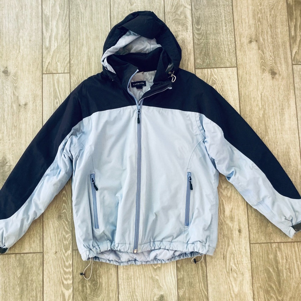 Lands' End Light Blue and Navy Ski Jacket